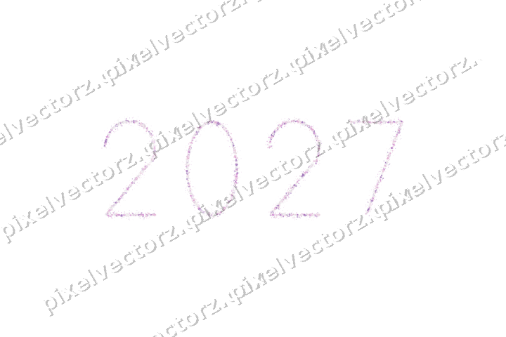 Nahtlose Glitzerzahl 2027 aus Sternen auf transparentem Grund