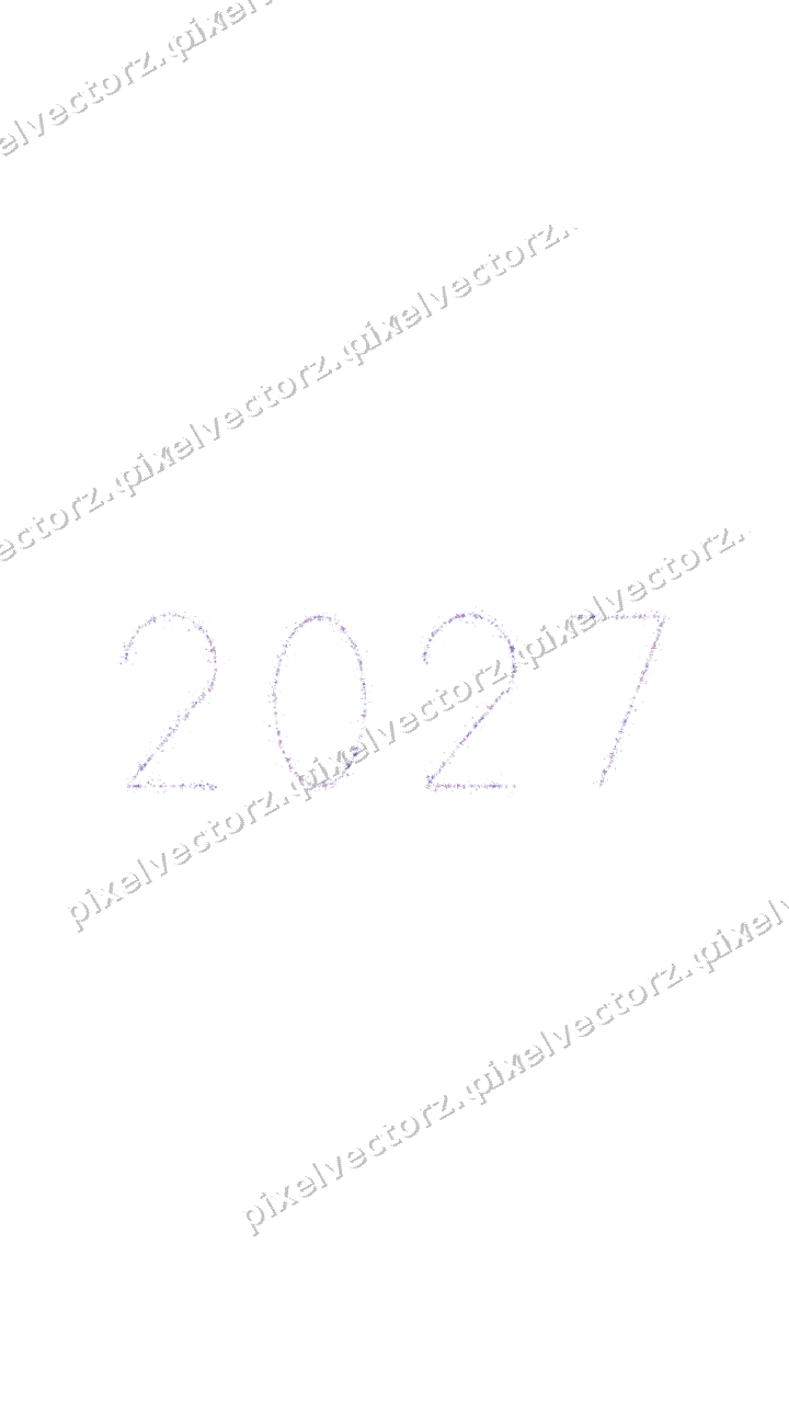 Nahtlose Glitzerzahl 2027 in Violett und Blau auf transparentem Grund