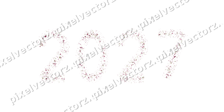 Nahtlose Glitzerzahl 2027 in Dunkelrosa auf transparentem Grund