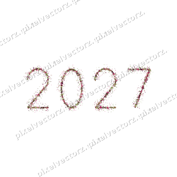 Nahtlose Glitzerzahl 2027 in Limette und Rosa auf transparentem Grund