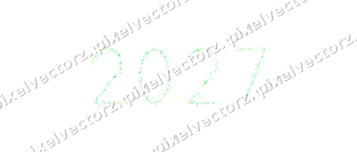 Nahtlose Glitzerzahl 2027 in Grün und Limette auf transparentem Grund