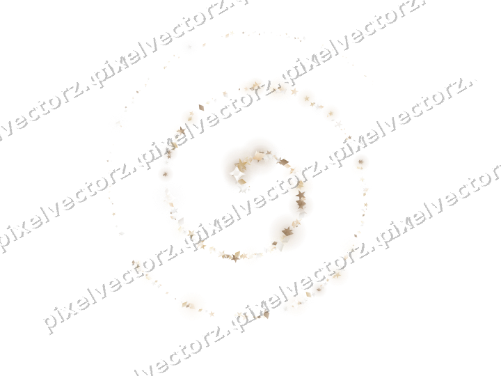Nahtlose Glitzerspirale aus Sternen und Rauten auf transparentem Grund