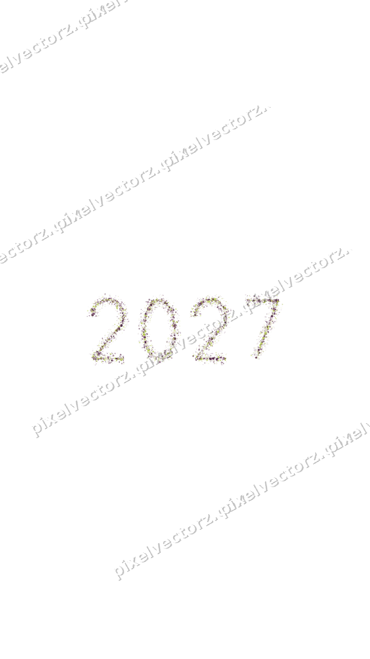 Nahtlose Glitzerzahl 2027 in Dunkelmagenta auf transparentem Grund