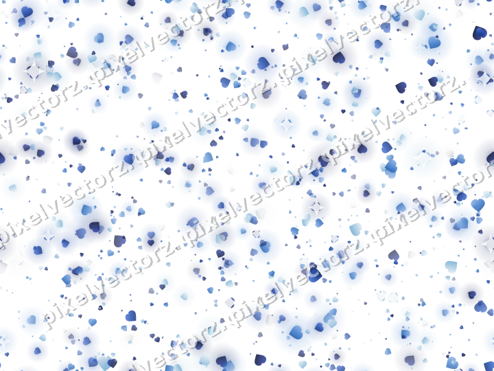 Nahtlose Glitzerstreuung aus Herzen in Blau auf transparentem Grund