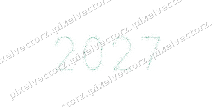 Nahtlose Glitzerzahl 2027 aus Sternen auf transparentem Grund