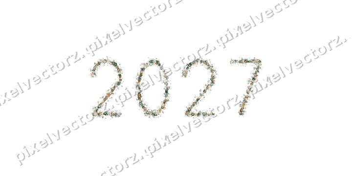 Nahtlose Glitzerzahl 2027 aus Ringen auf transparentem Grund