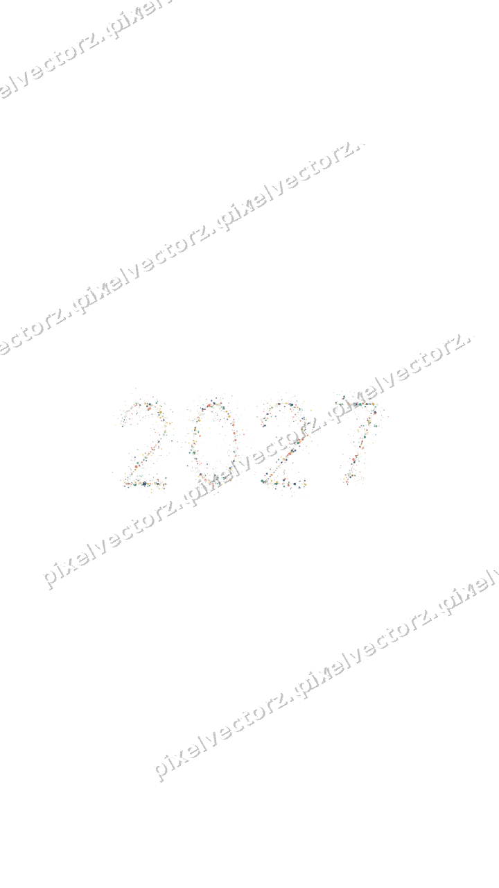 Nahtlose Glitzerzahl 2027 in Bernstein auf transparentem Grund