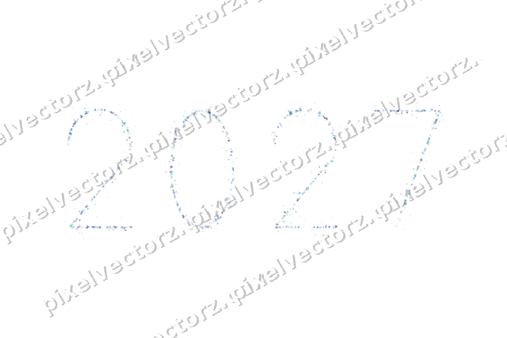 Nahtlose Glitzerzahl 2027 in Blau und Türkis auf transparentem Grund