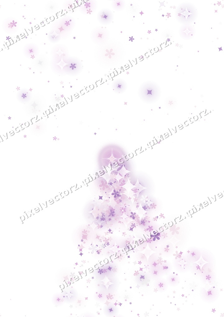 Nahtloser Glitzerfächer aus Funken und Blüten auf transparentem Grund