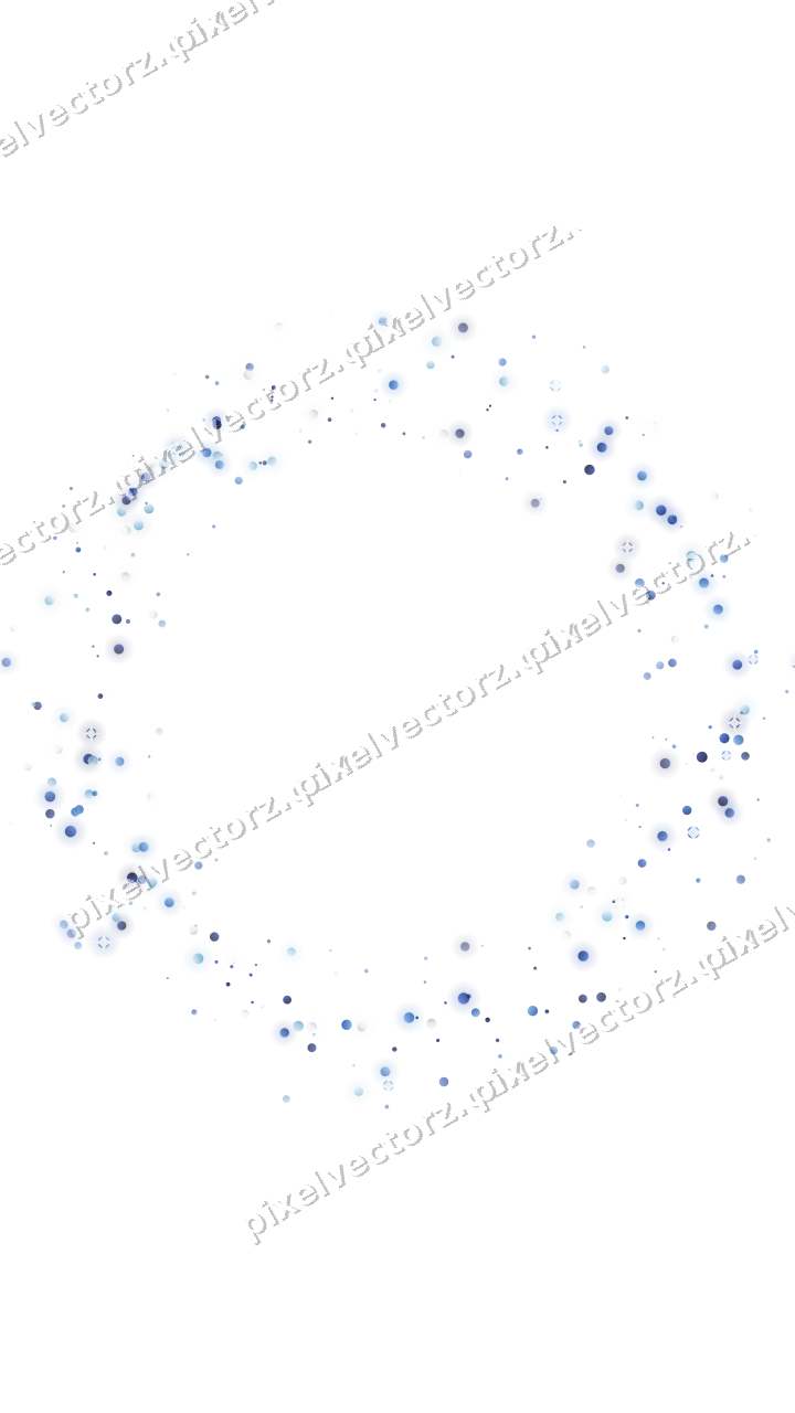 Nahtloser Glitzerkranz aus Punkten in Blau auf transparentem Grund