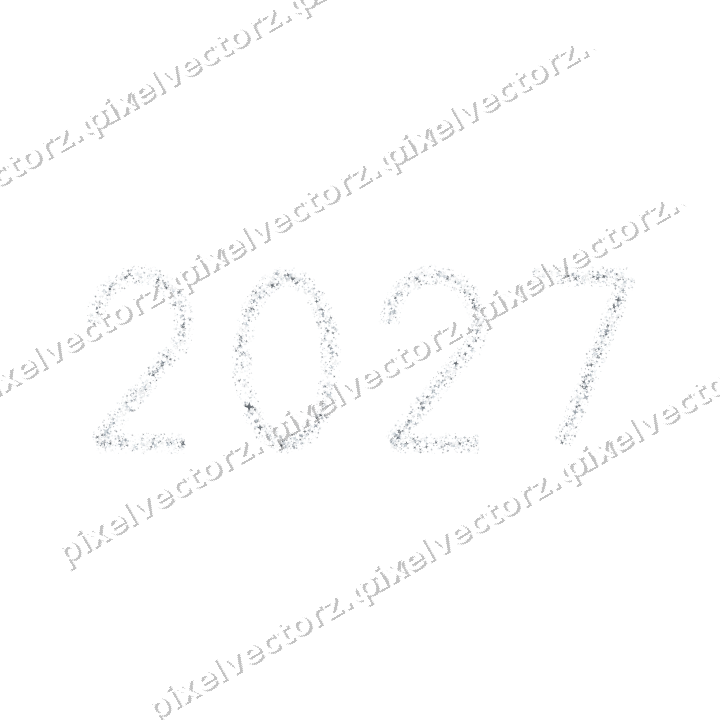 Nahtlose Glitzerzahl 2027 aus Sternen auf transparentem Grund