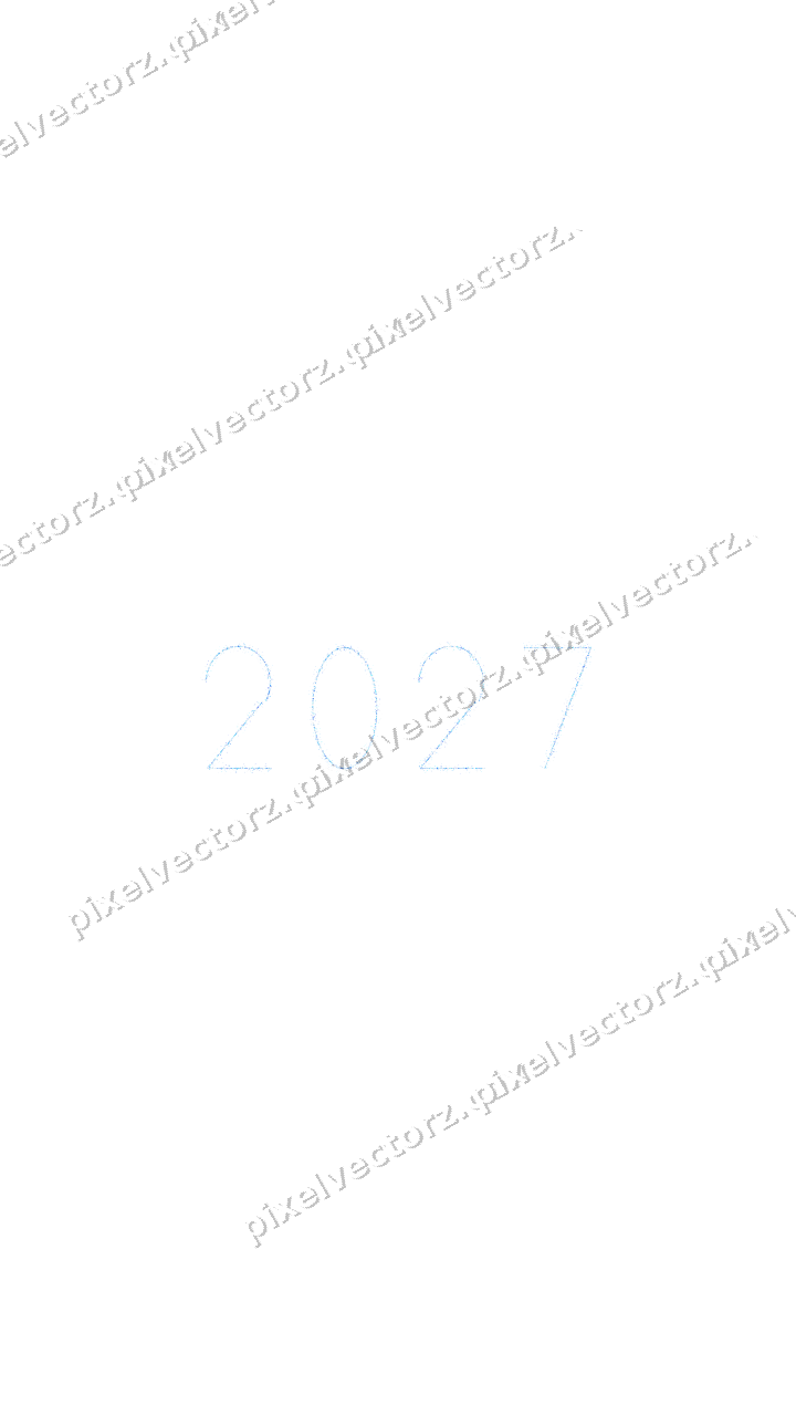 Nahtlose Glitzerzahl 2027 in Türkis und Blau auf transparentem Grund