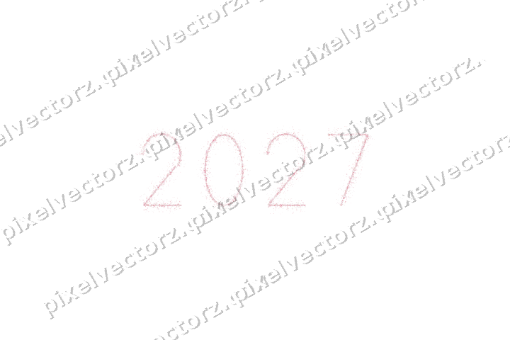 Nahtlose Glitzerzahl 2027 in Blassrosa auf transparentem Grund