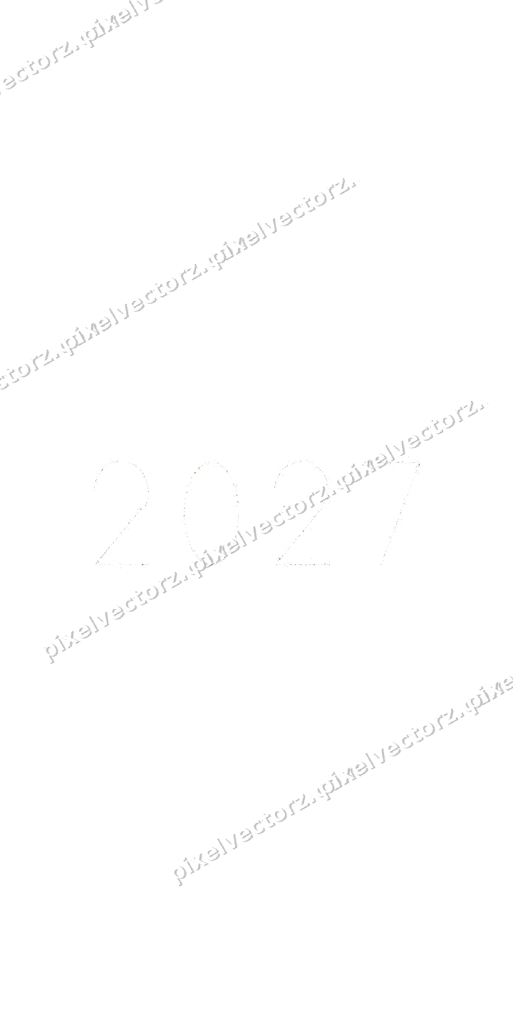 Nahtlose Glitzerzahl 2027 in Gelb und Grau auf transparentem Grund