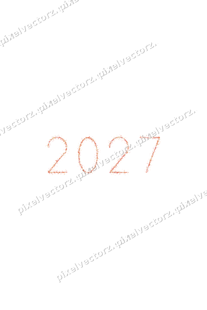 Nahtlose Glitzerzahl 2027 in Rot und Orange auf transparentem Grund