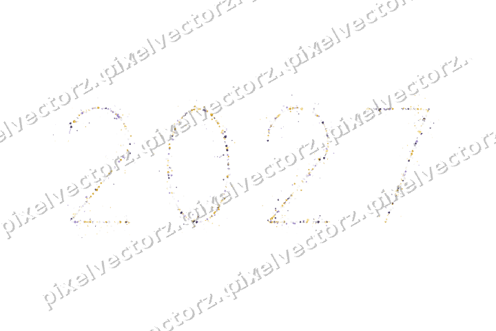 Nahtlose Glitzerzahl 2027 in Bernstein auf transparentem Grund