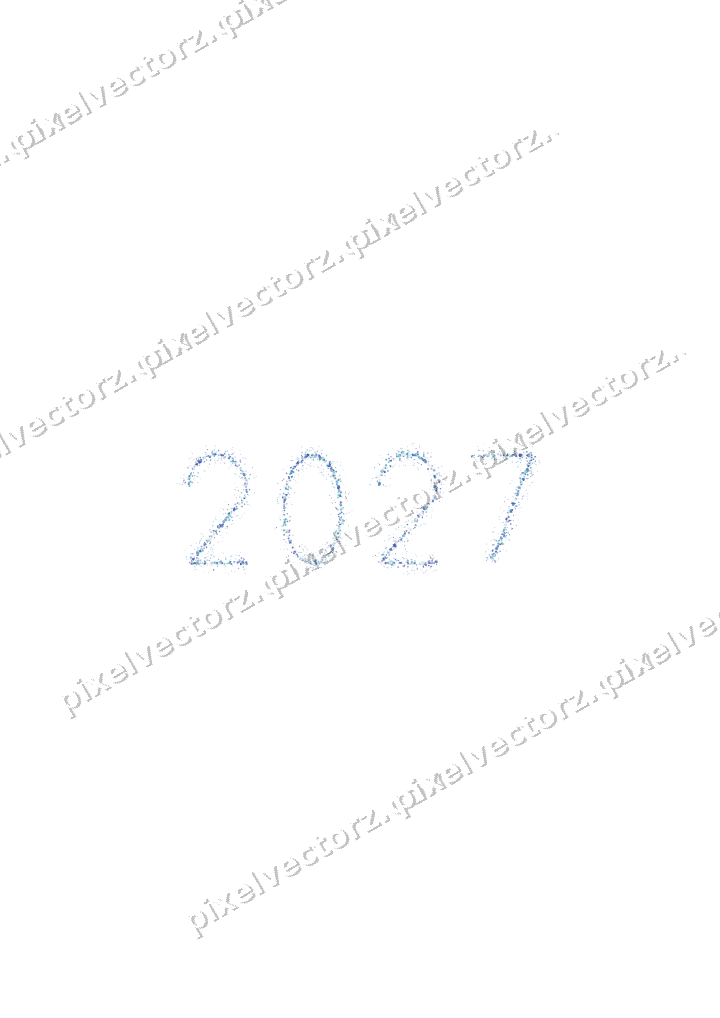 Nahtlose Glitzerzahl 2027 in Blau und Türkis auf transparentem Grund