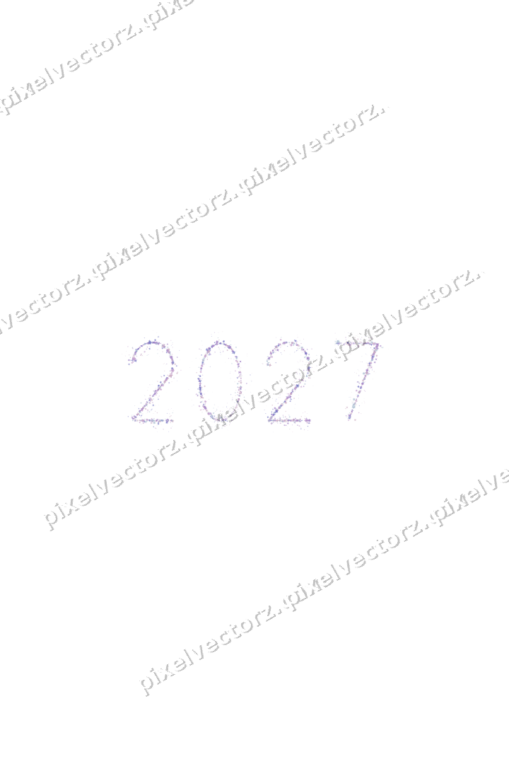 Nahtlose Glitzerzahl 2027 in Violett und Blau auf transparentem Grund