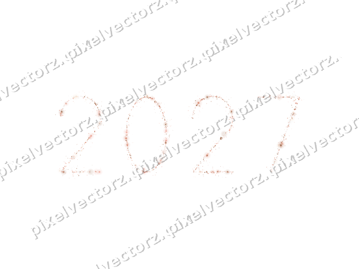 Nahtlose Glitzerzahl 2027 aus Funken in Orange auf transparentem Grund