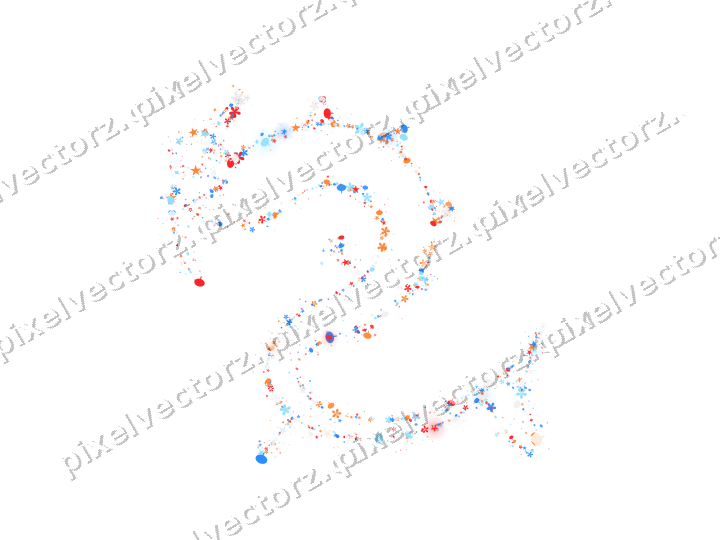 Nahtloser Glitzerdrache aus Sternen und Blüten auf transparentem Grund