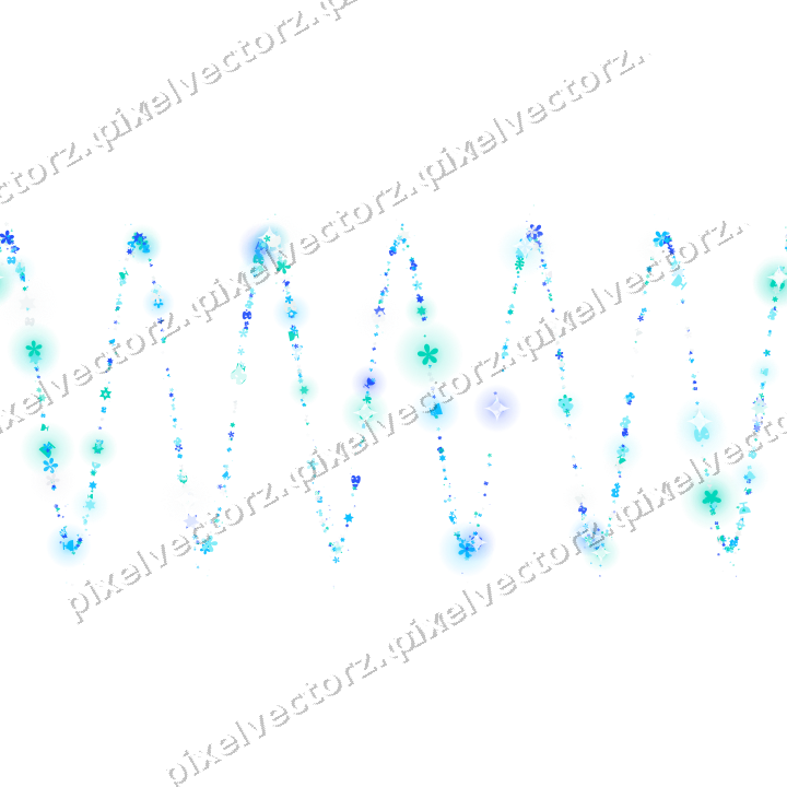 Nahtlose Glitzerwelle aus Sternen und Blüten auf transparentem Grund