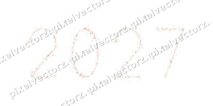 Nahtlose Glitzerzahl 2027 in Blassrosa auf transparentem Grund