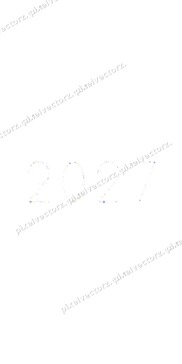 Nahtlose Glitzerzahl 2027 in Dunkelblau auf transparentem Grund