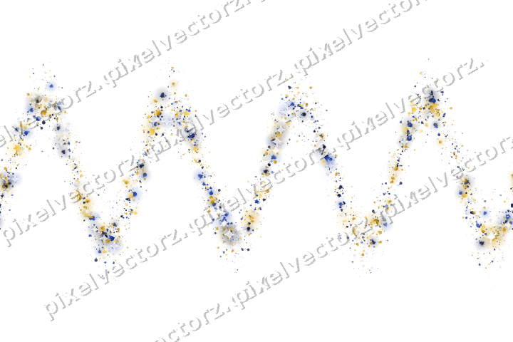 Nahtlose Glitzerwelle in Bernstein und Blau auf transparentem Grund