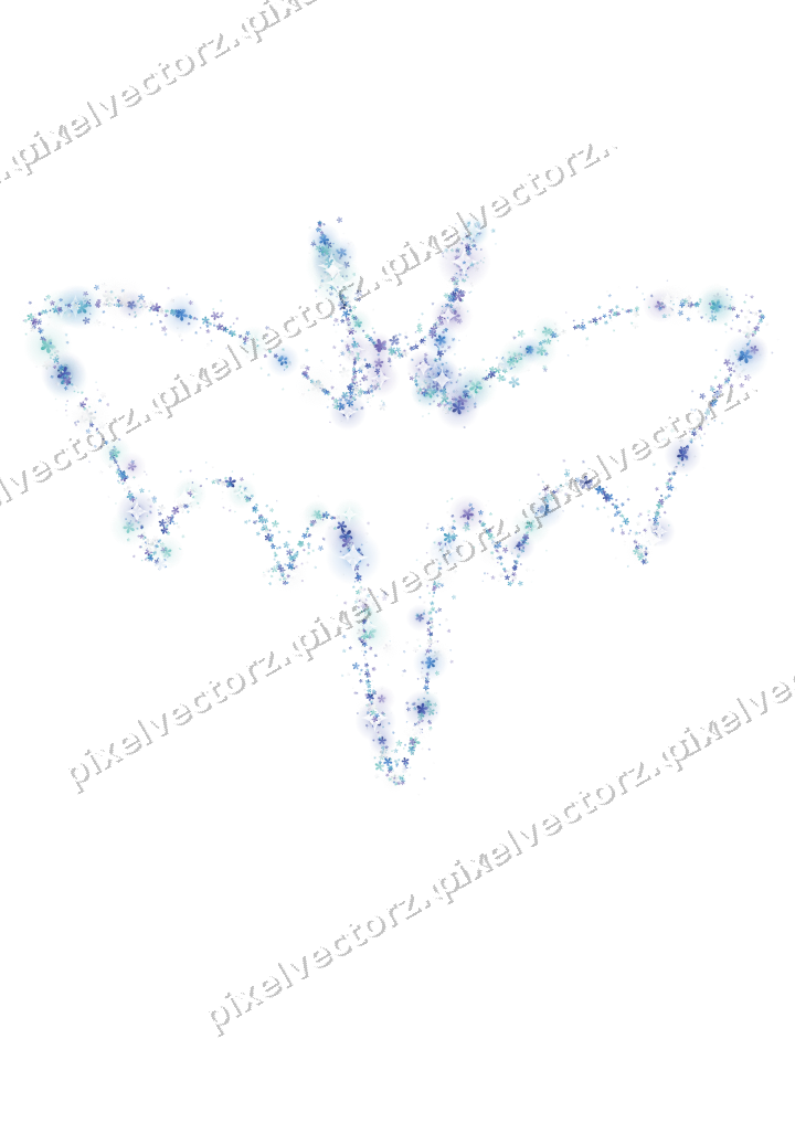 Nahtlose Glitzer-Fledermaus aus Blüten in Blau auf transparentem Grund