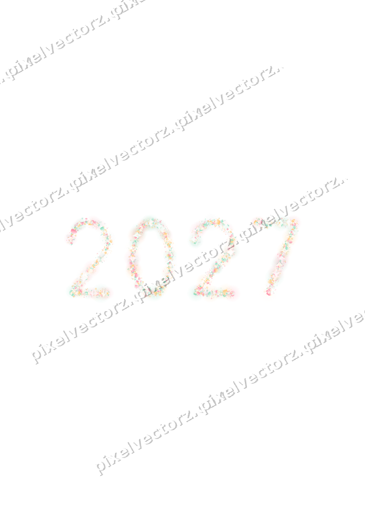 Nahtlose Glitzerzahl 2027 aus Herzen auf transparentem Grund