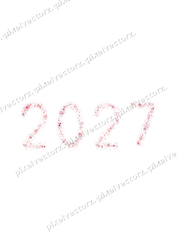 Nahtlose Glitzerzahl 2027 in Rosa und Rot auf transparentem Grund