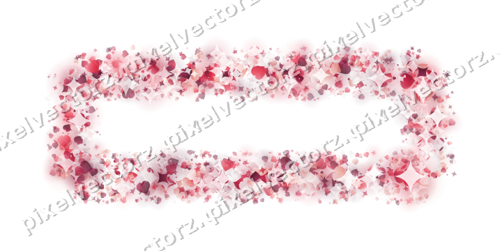 Nahtloser Glitzerrahmen aus Funken und Herzen auf transparentem Grund