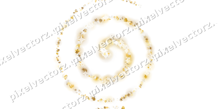 Nahtlose Glitzerspirale aus Sternen und Herzen auf transparentem Grund