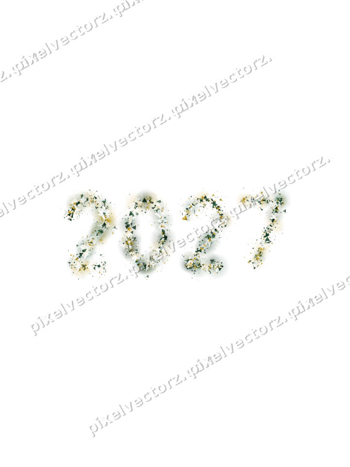 Nahtlose Glitzerzahl 2027 in Dunkelgrün auf transparentem Grund
