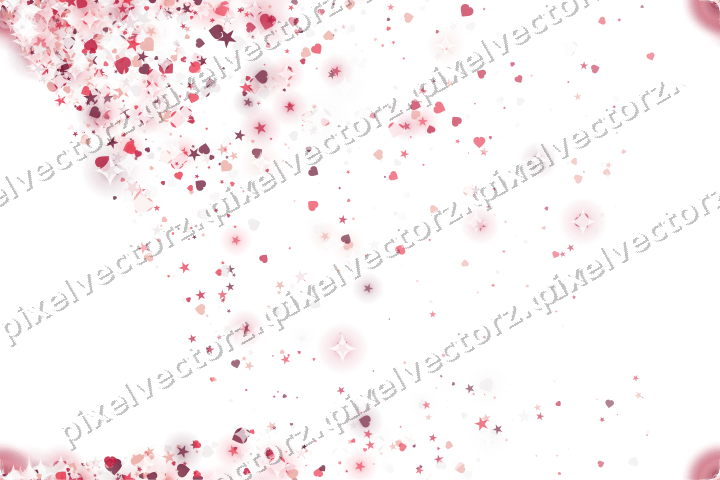 Nahtloser Glitzerfächer aus Sternen und Herzen auf transparentem Grund