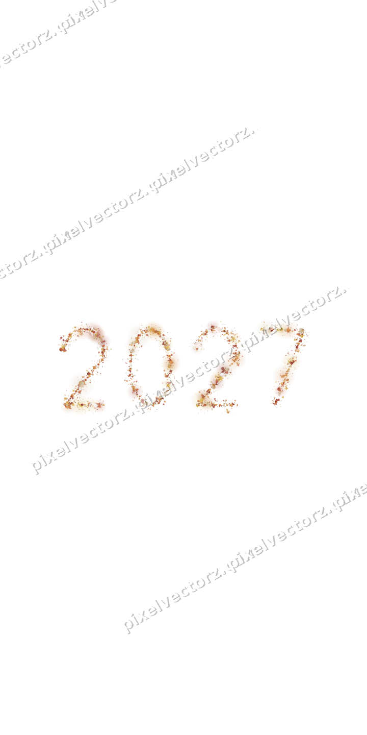 Nahtlose Glitzerzahl 2027 in Orange auf transparentem Grund