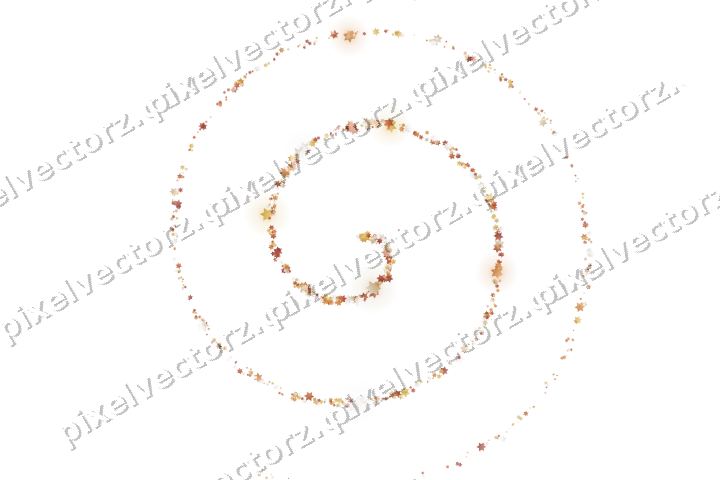 Nahtlose Glitzerspirale aus Sternen in Orange auf transparentem Grund