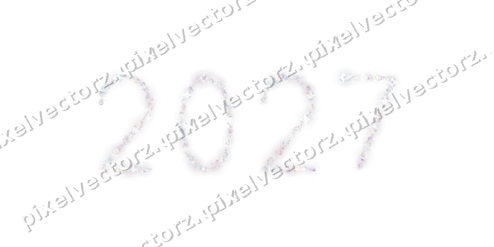 Nahtlose Glitzerzahl 2027 in Blassrosa auf transparentem Grund