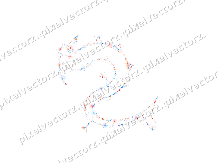 Nahtloser Glitzerdrache in Blau und Rot auf transparentem Grund