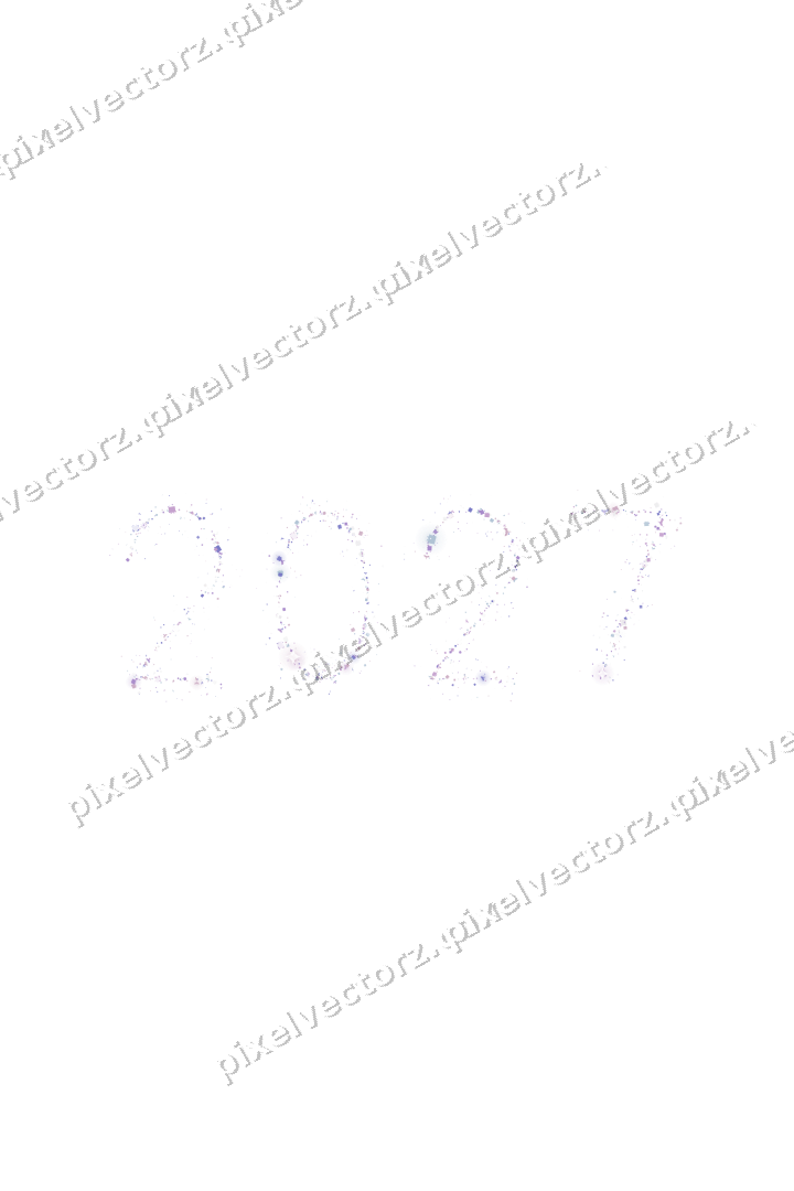 Nahtlose Glitzerzahl 2027 in Violett und Blau auf transparentem Grund