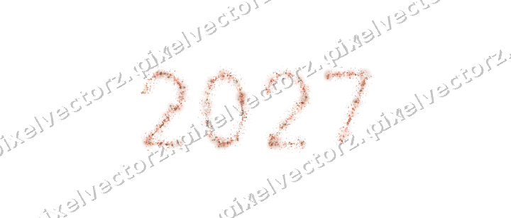 Nahtlose Glitzerzahl 2027 in Orange und Rot auf transparentem Grund