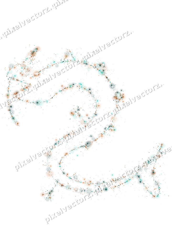 Nahtloser Glitzerdrache in Orange und Petrol auf transparentem Grund