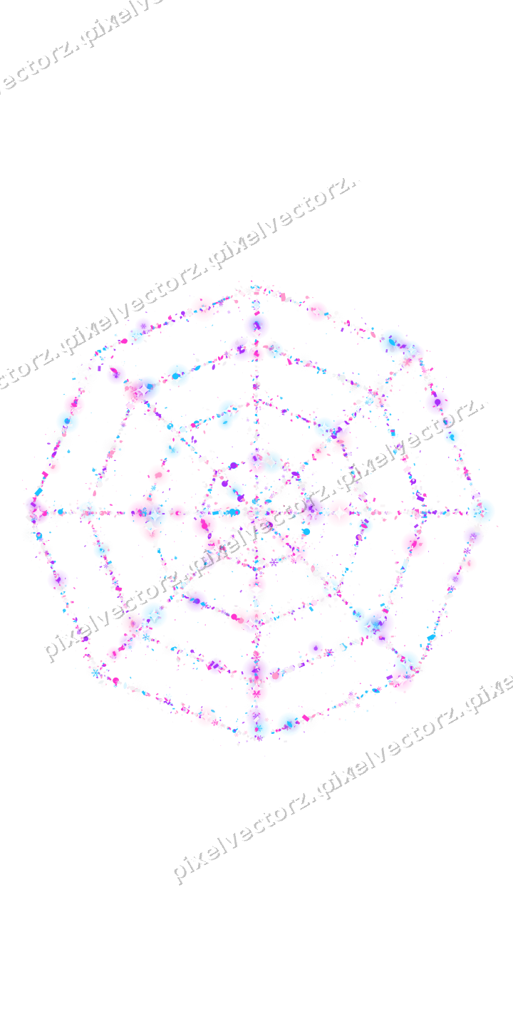 Nahtloses Glitzer-Spinnennetz in Magenta auf transparentem Grund
