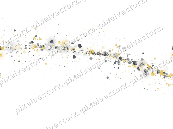 Nahtloser Glitzerbogen aus Sternen und Herzen auf transparentem Grund