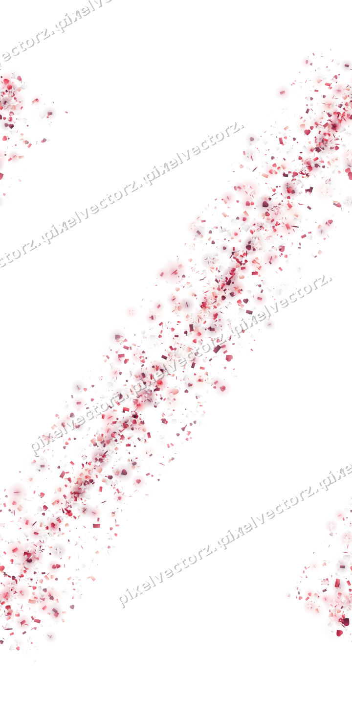 Nahtloses Glitzerband aus Herzen und Konfetti auf transparentem Grund