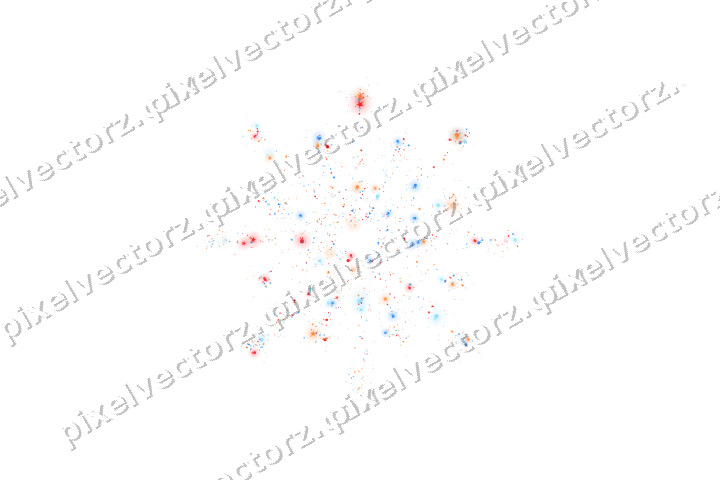 Nahtloses Glitzer-Feuerwerk in Blau und Rot auf transparentem Grund