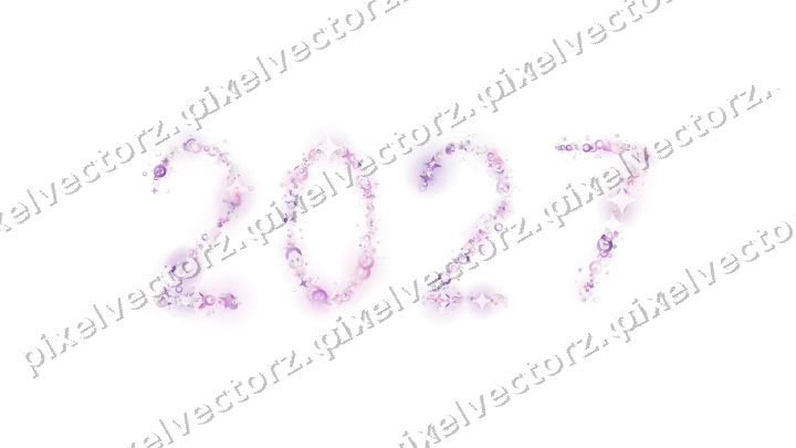 Nahtlose Glitzerzahl 2027 in Magenta auf transparentem Grund