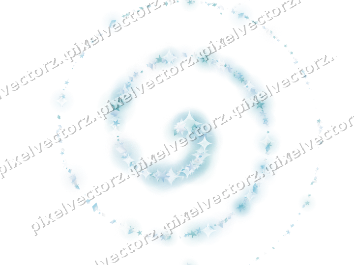 Nahtlose Glitzerspirale aus Sternen und Rauten auf transparentem Grund