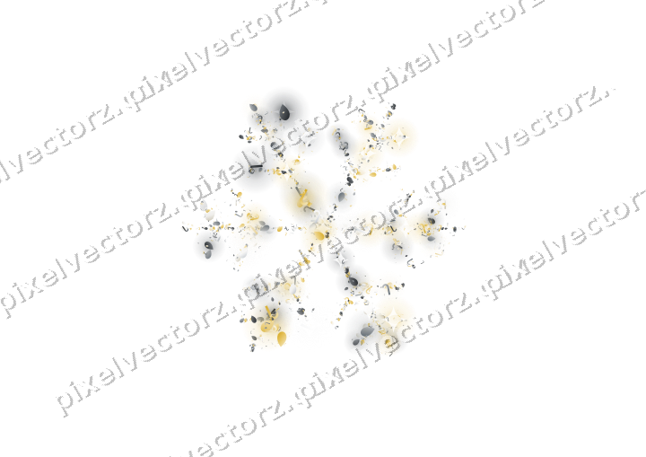 Nahtlose Glitzer-Schneeflocke in Bernstein auf transparentem Grund