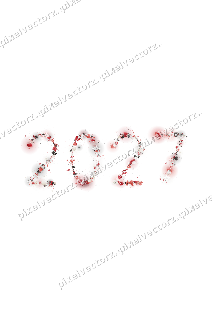 Nahtlose Glitzerzahl 2027 in Rot auf transparentem Grund